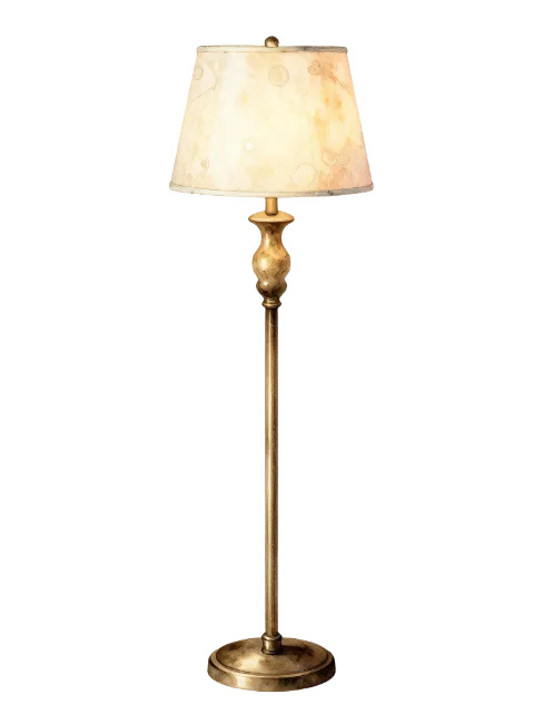 Vintage Floor Lamp with Fabric Shade