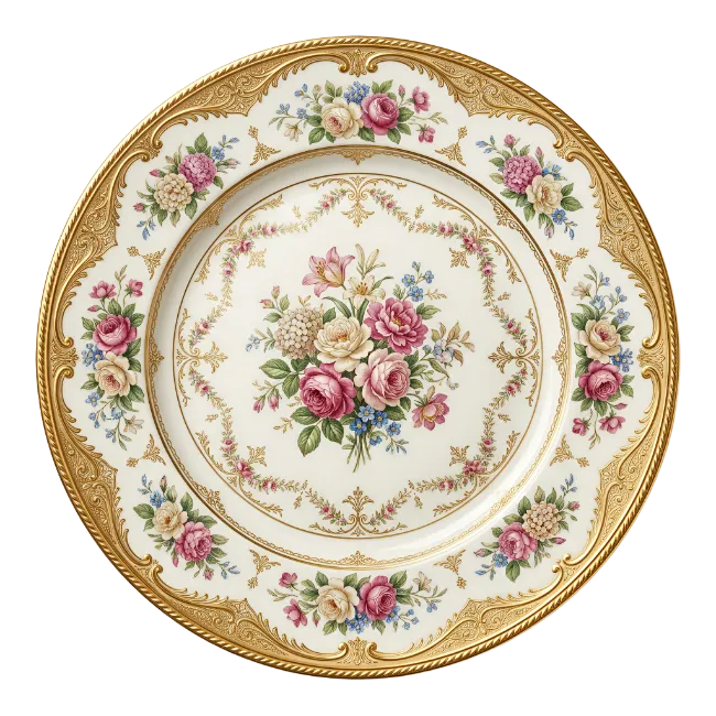 Vintage Floral Porcelain Dinner Plate