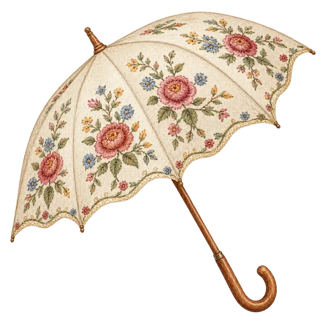 Vintage Floral Umbrella Parasol
