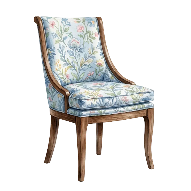 Vintage Floral Upholstered Wooden Armchair