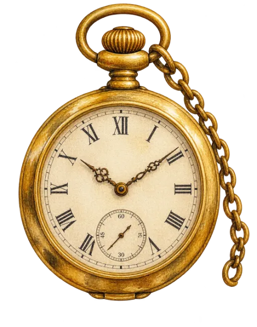 Vintage Gold Pocket Watch with Chain