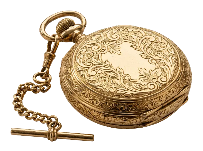 Vintage Gold Pocket Watch with Intricate Engravings