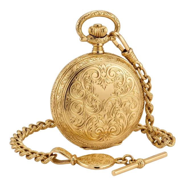 Vintage Gold Pocket Watch with Ornate Engraving