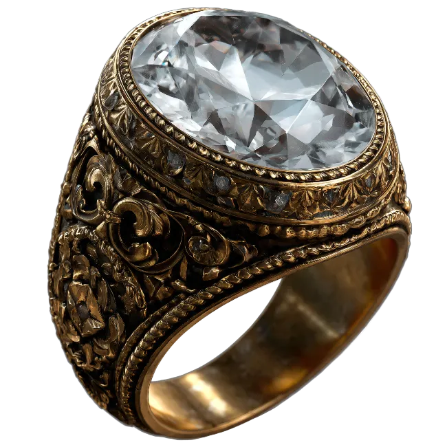 Vintage Gold Ring with Large Diamond