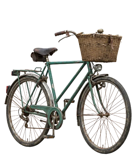Vintage Green Bicycle with Wicker Basket