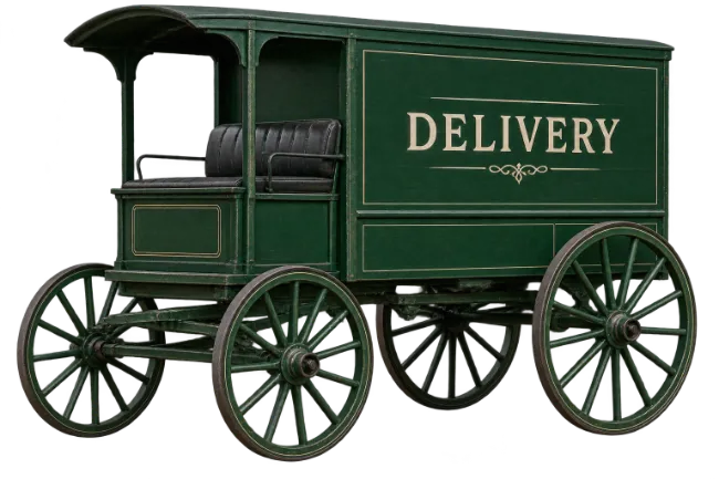 Vintage Green Delivery Horse Drawn Carriage
