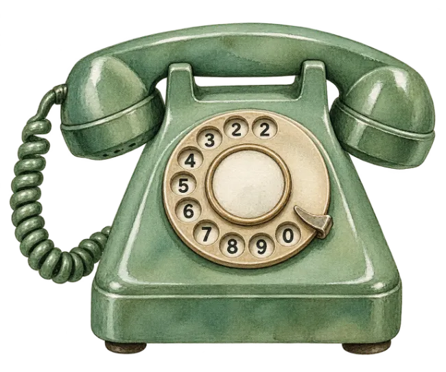Vintage Green Rotary Telephone Illustration