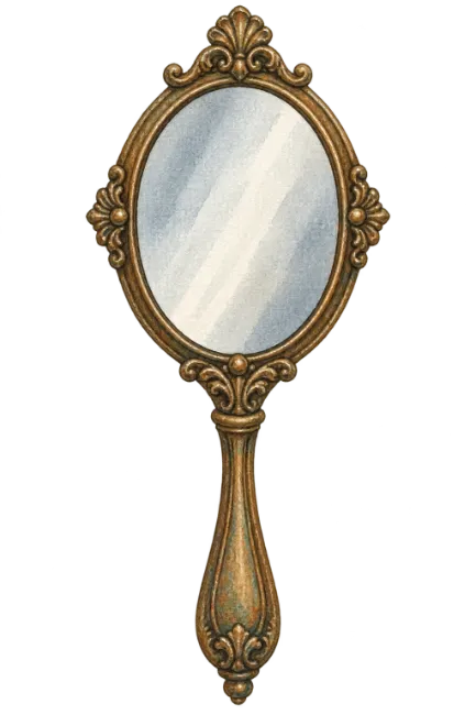 Vintage Hand Mirror Watercolor