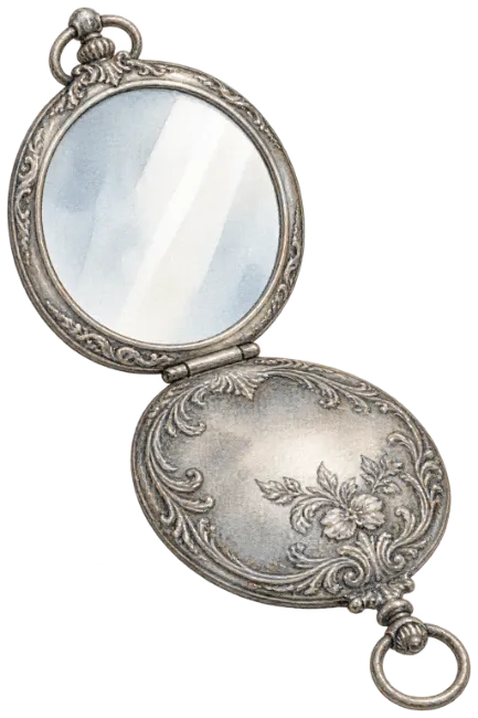 Vintage Handheld Pocket Mirror Illustration