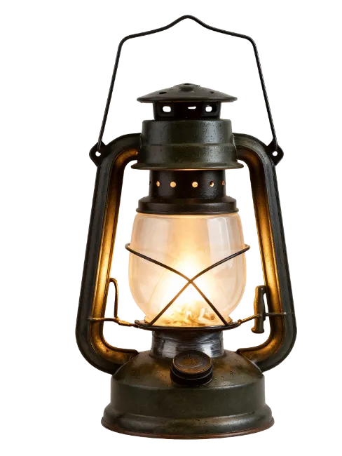 Vintage Kerosene Lantern with Glowing Flame