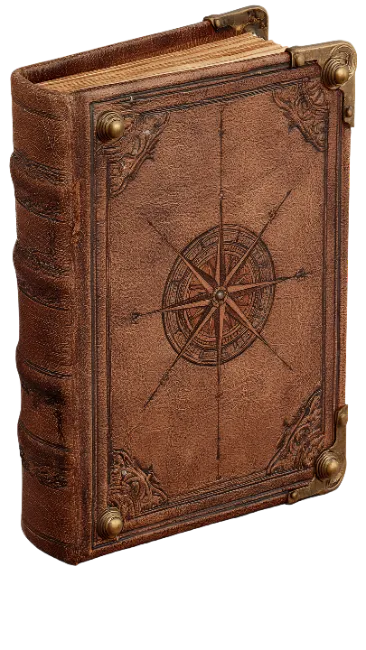 Vintage Leather Bound Book with Compass Design