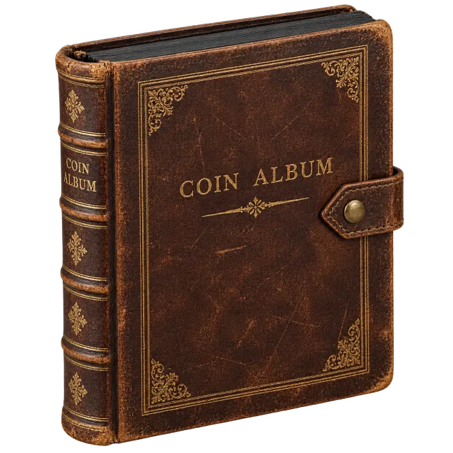 Vintage Leather Coin Album Collector Book