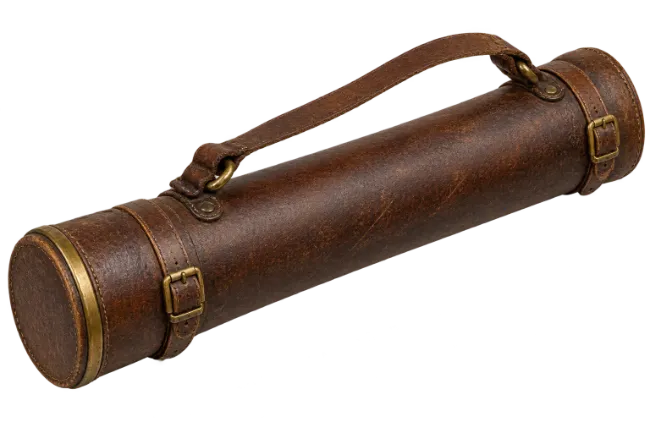Vintage Leather Document Holder Tube