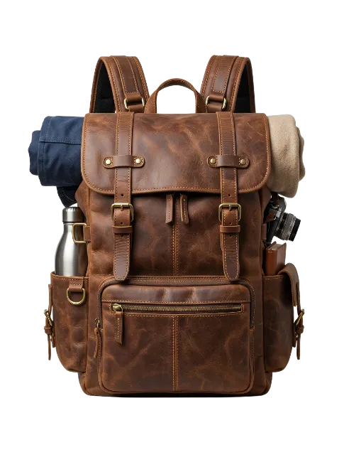Vintage Leather Travel Backpack