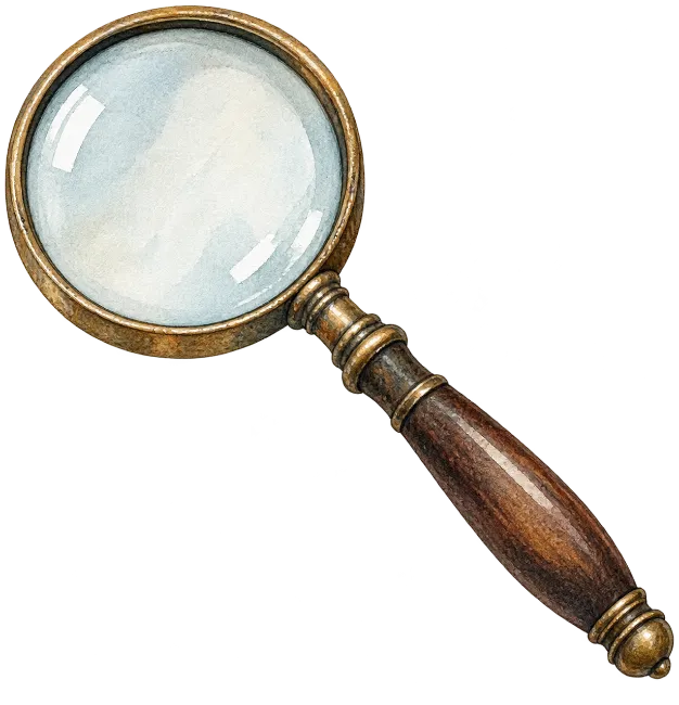 Vintage Magnifying Glass Watercolor Illustration