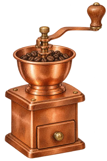 Vintage manual coffee grinder illustration