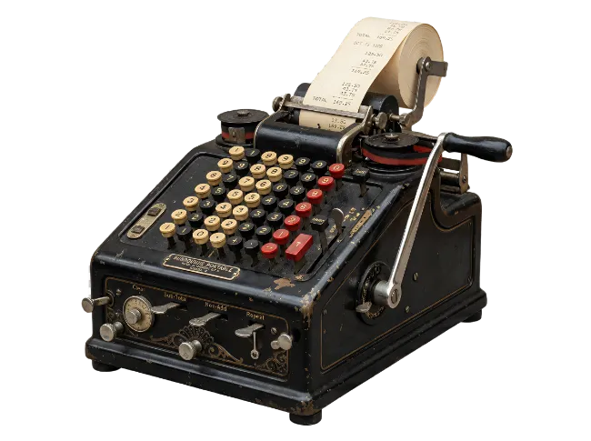 Vintage Mechanical Adding Machine with Receipt Roll