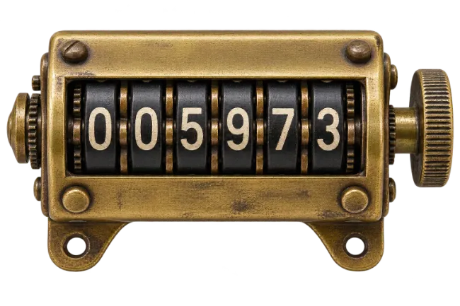 Vintage Mechanical Counter with Brass Housing