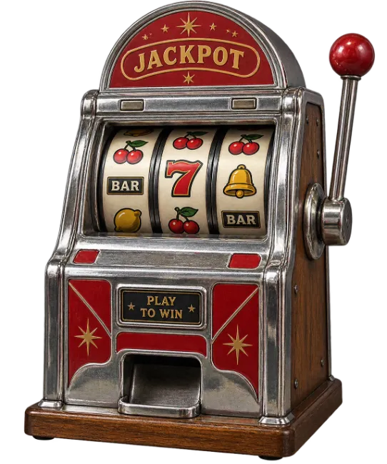 Vintage Mechanical Slot Machine with Jackpot Sign