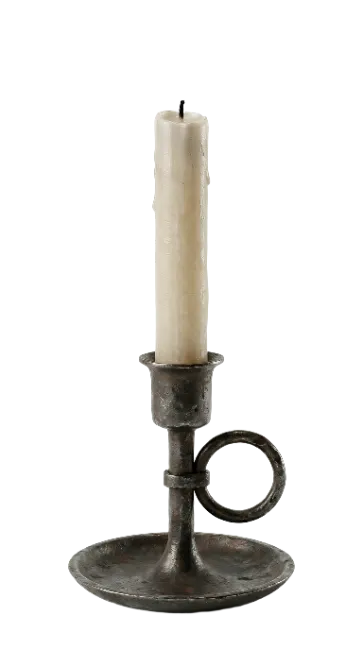Vintage Metal Candle Holder with Tallow Candle