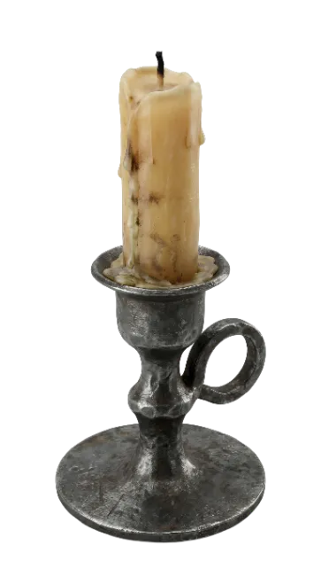 Vintage Metal Candlestick with Wax Candle