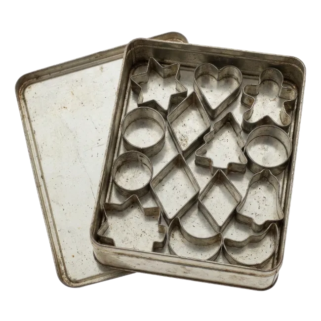 Vintage Metal Cookie Cutter Set in Tin Box