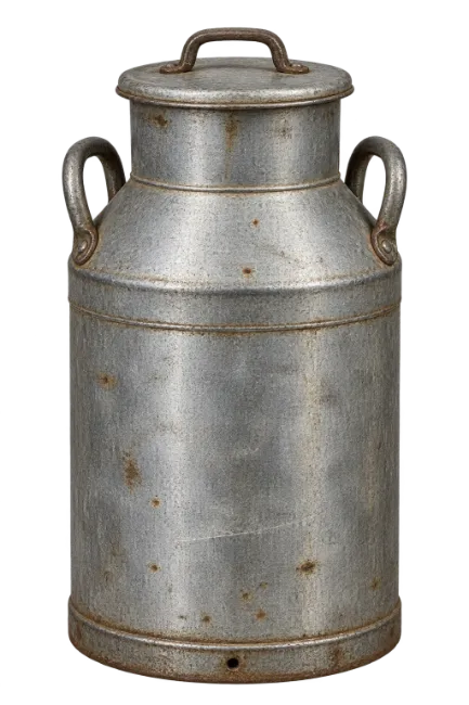 Vintage Metal Milk Can with Lid