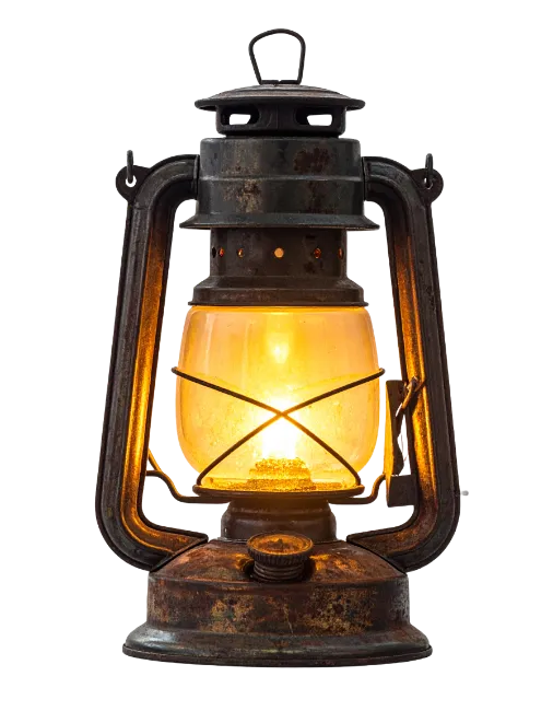 Vintage Metal Oil Lantern with Glowing Light