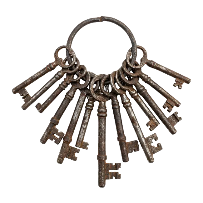 Vintage Metal Skeleton Keys on a Ring
