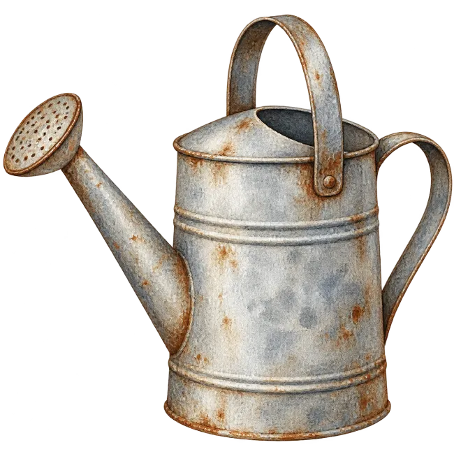 Vintage Metal Watering Can Illustration