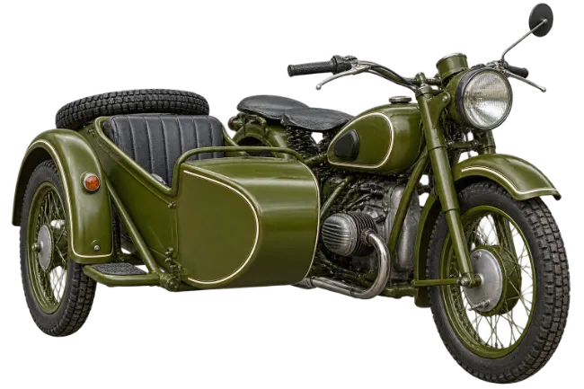 Vintage Military Motorcycle With Sidecar