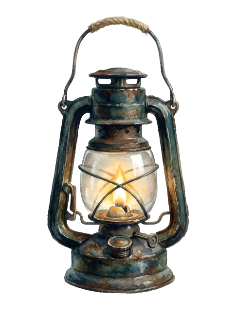 Vintage Oil Lantern with Glowing Flame