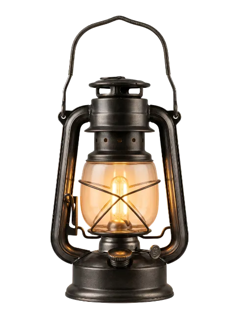 Vintage Oil Lantern with Glowing Light