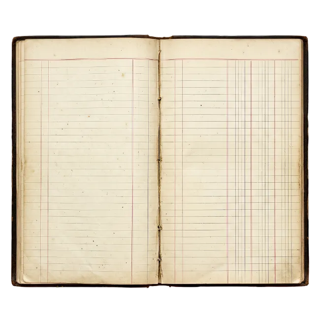 Vintage Open Ledger Book with Ruled Pages