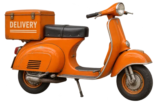 Vintage Orange Delivery Scooter