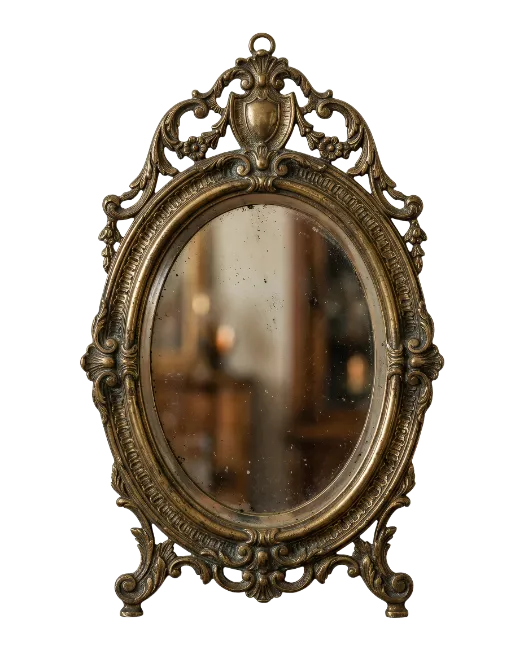 Vintage Ornate Brass Table Mirror