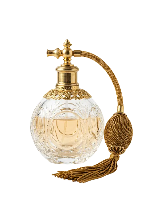 Vintage Perfume Bottle with Gold Atomizer
