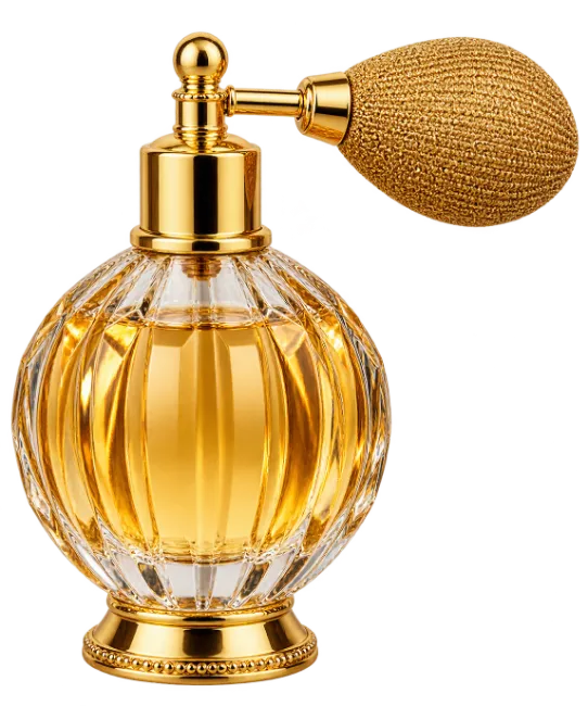 Vintage Perfume Bottle with Golden Atomizer