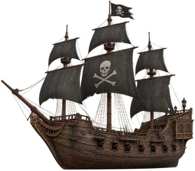 Vintage Pirate Ship With Black Sails
