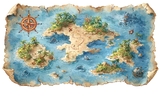 Vintage Pirate Treasure Map Illustration