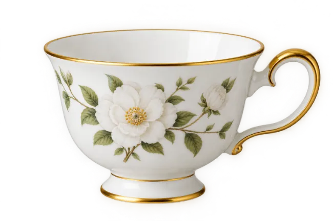 Vintage Porcelain Tea Cup with Floral Design