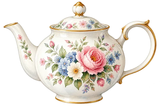 Vintage Porcelain Teapot with Floral Design