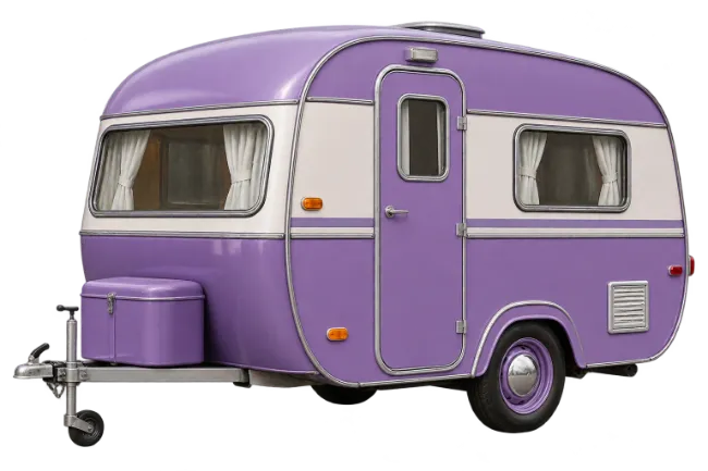 Vintage Purple and White Travel Trailer Caravan