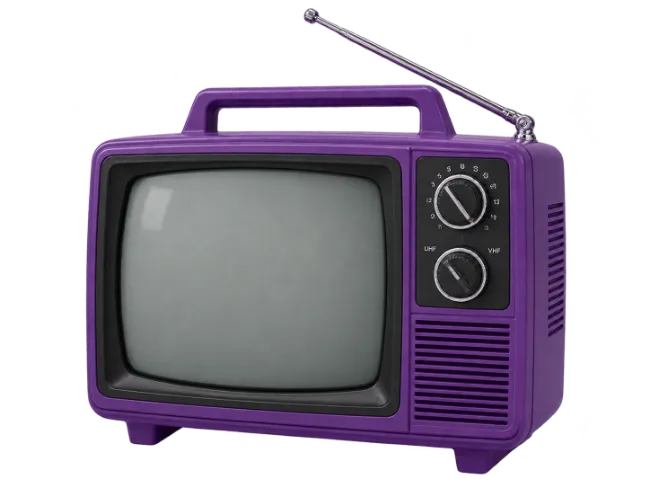 Vintage Purple Portable Television with Antenna