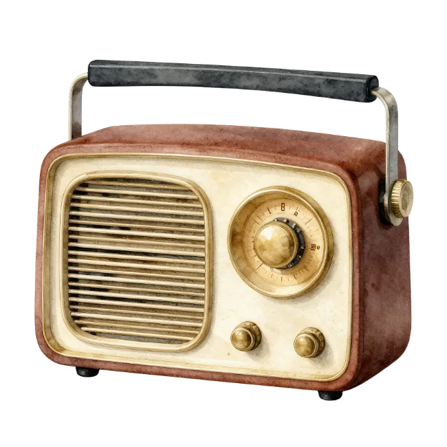 Vintage Radio Watercolor Illustration