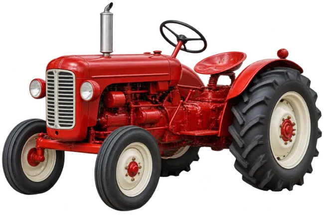 Vintage Red Farm Tractor Isolated