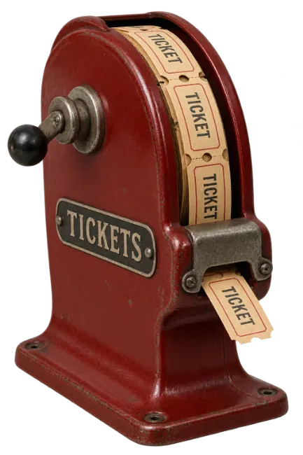 Vintage Red Ticket Dispenser with Roll