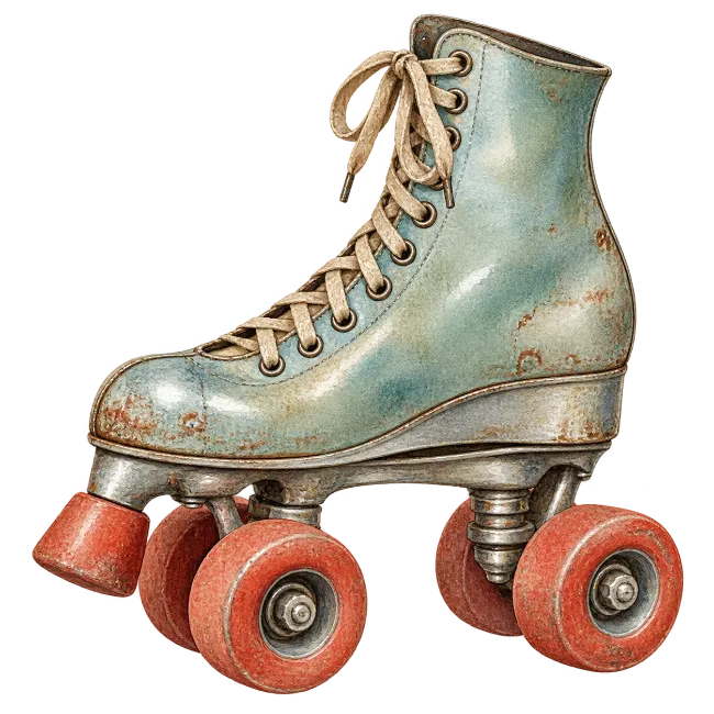 Vintage Retro Roller Skate Illustration
