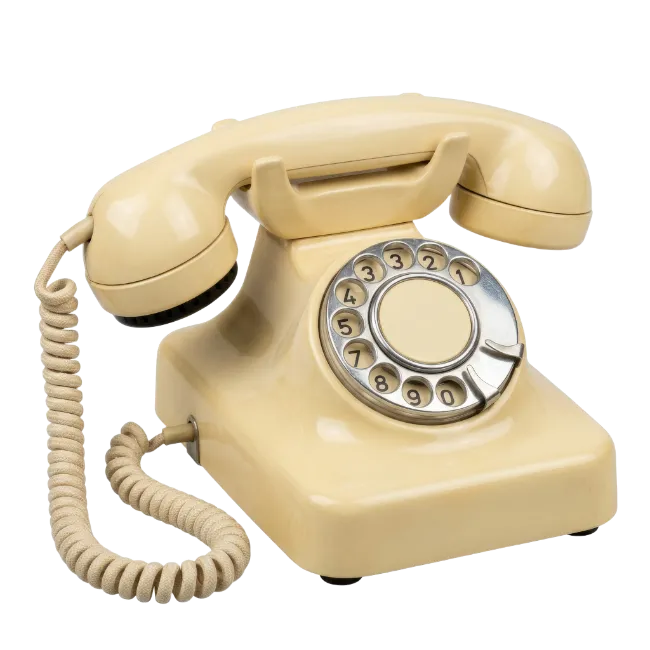 Vintage rotary telephone with coiled cord