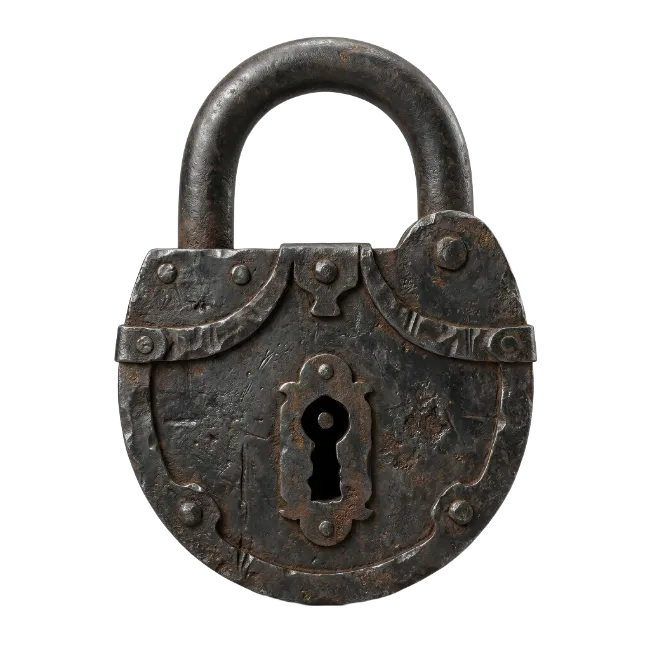 Vintage Rusty Iron Padlock Isolated